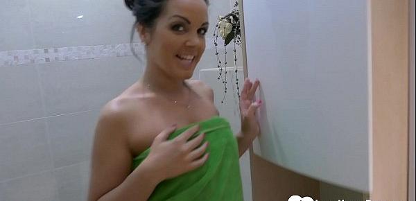  Hot stepsister teases while taking a shower